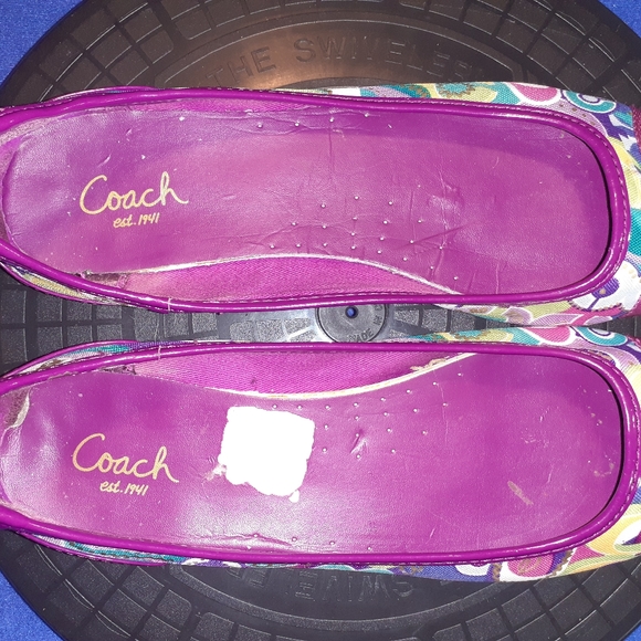 Coach Cecile Signature Cap Toe Purple Leather & Fab. Ballet Flat Shoes Sz.8B-US - Picture 6 of 9